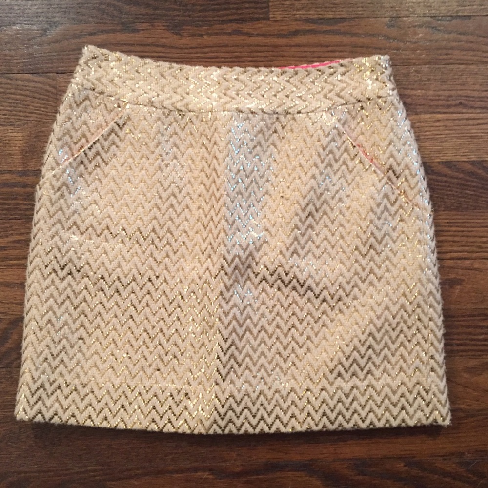 Milly Gold & Cream Chevron Skirt - size 6